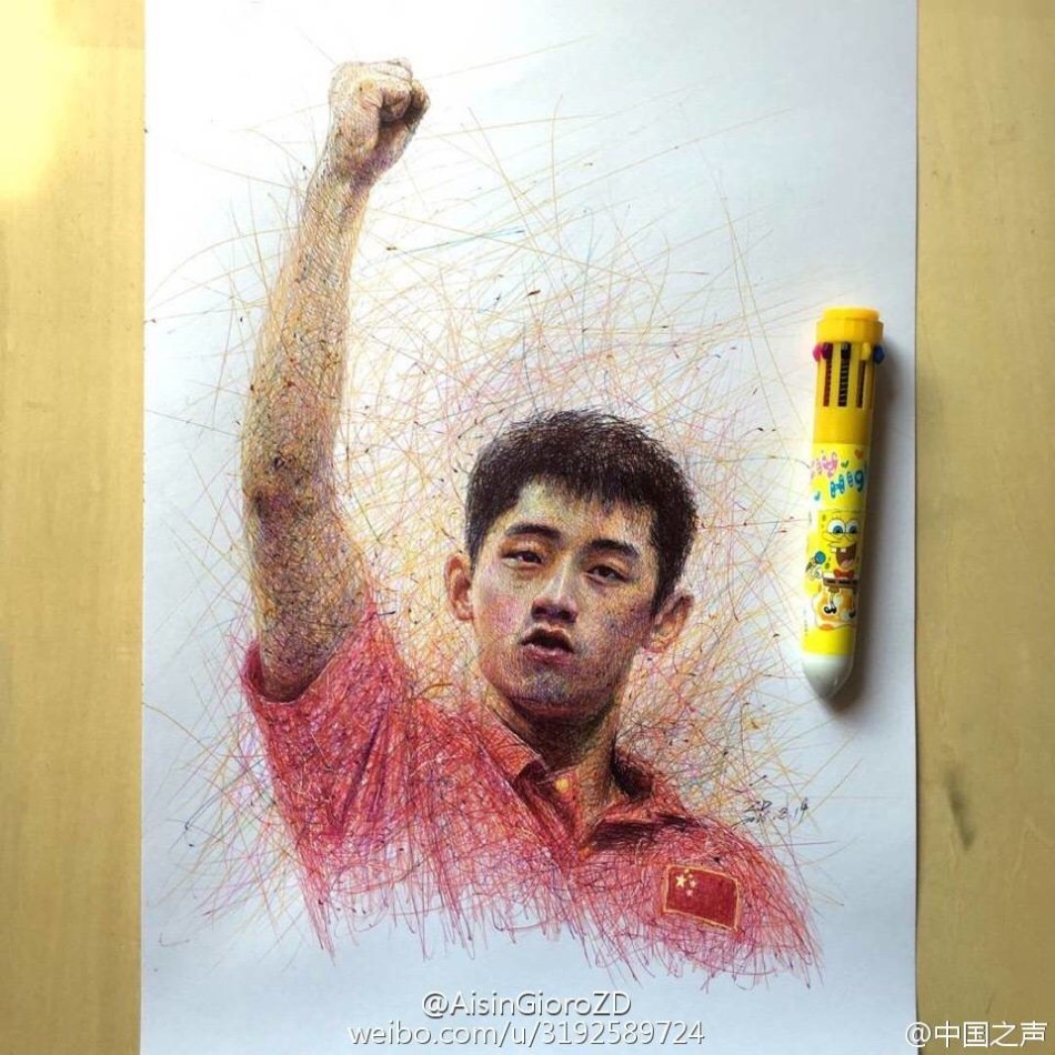学霸神技能画张继科 网友称圆珠笔有魔法(组图)