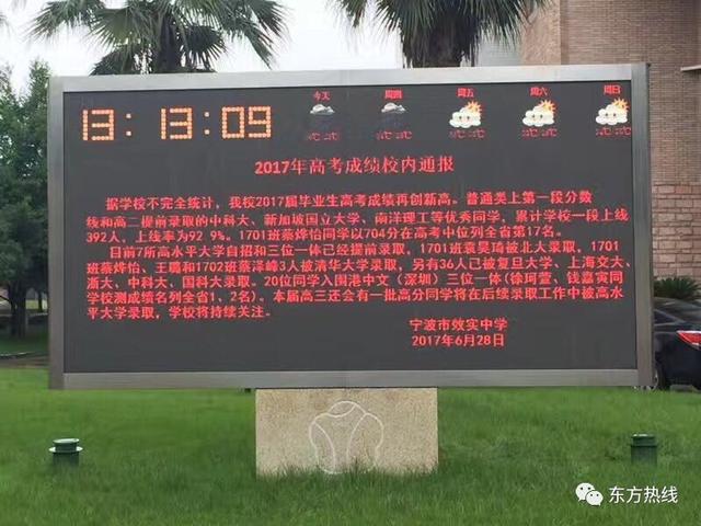 2017宁波各高中高考成绩通报汇总!效实累计一段率92.9%,镇中的小黑板说……
