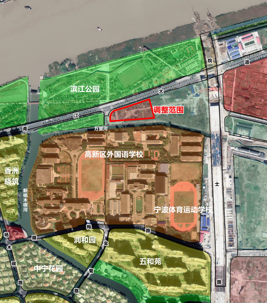 与滨江公园对望 高新区这块原商业用地转为了文化设施用地